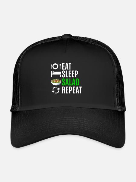 Manger de la salade de sommeil Répéter - Casquette trucker  - noir/noir - Devant