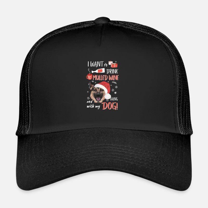 German Shepherd Mulled Wine Christmas Trucker Cap