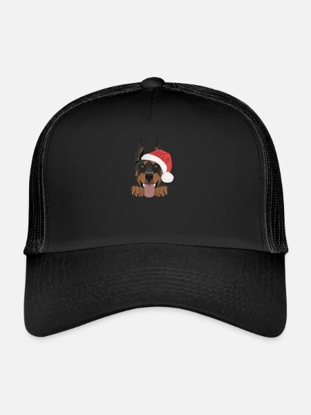 Doberman Joyeux Noël - Casquette trucker  - noir/noir - Devant
