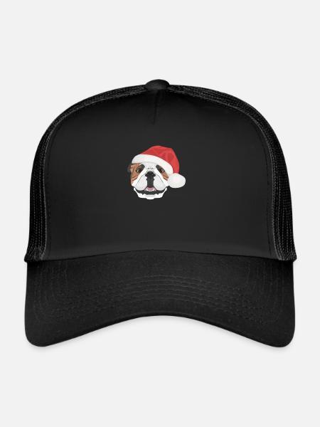 Bouledogue anglais Joyeux Noël - Casquette trucker  - noir/noir - Devant