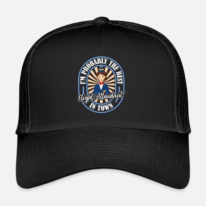 Flugbegleiter Stewardess Witzig - Trucker Cap - Schwarz/Schwarz