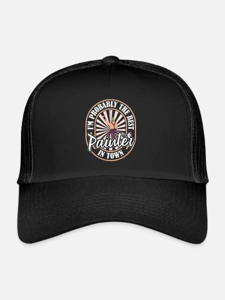 Peintre Vernisseur Humour - Casquette trucker  - noir/noir - Devant