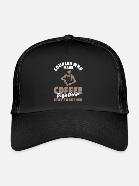 Couple de café Barista - Casquette trucker  - noir/noir - Devant