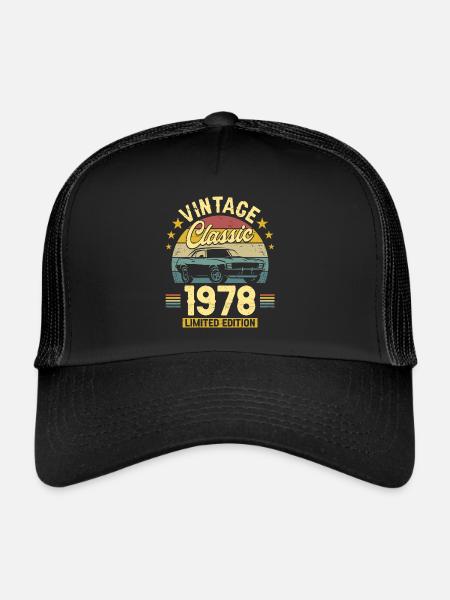 Voiture Vintage 1978 45 Ans Anniversaire - Casquette trucker  - noir/noir - Devant