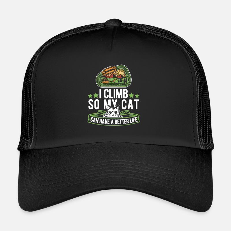 Klettern Kletterer Katze - Trucker Cap - Schwarz/Schwarz