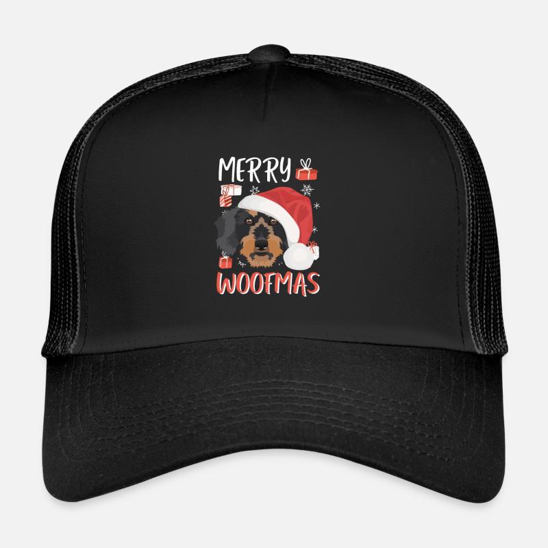 Teckel à poil dur Joyeux Noël Casquette trucker 