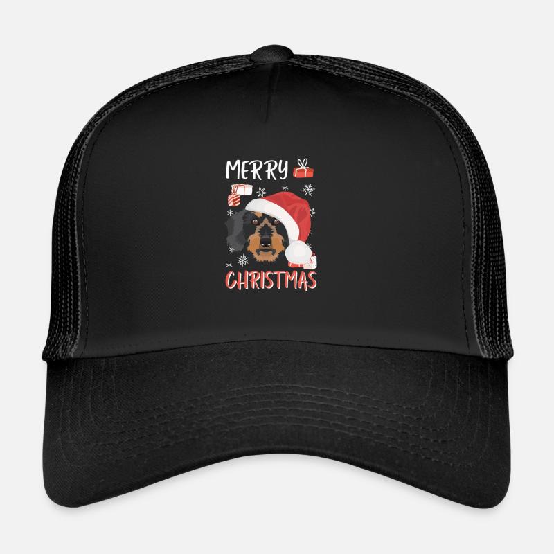 Teckel à poil dur Joyeux Noël Casquette trucker 