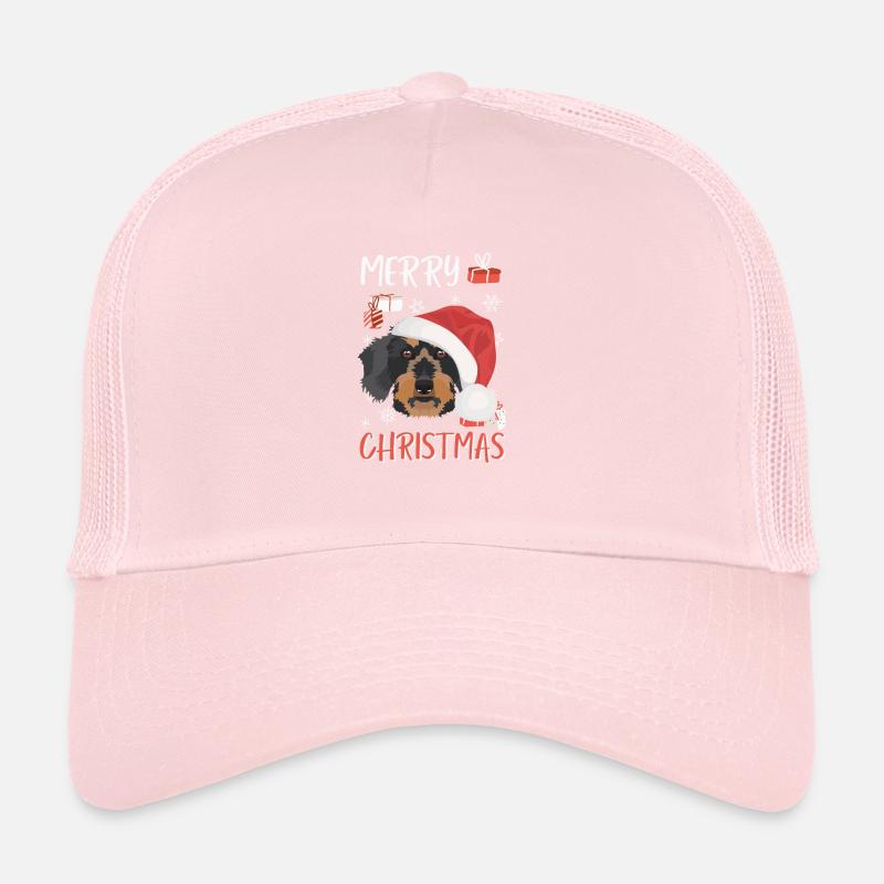 Teckel à poil dur Joyeux Noël Casquette trucker 