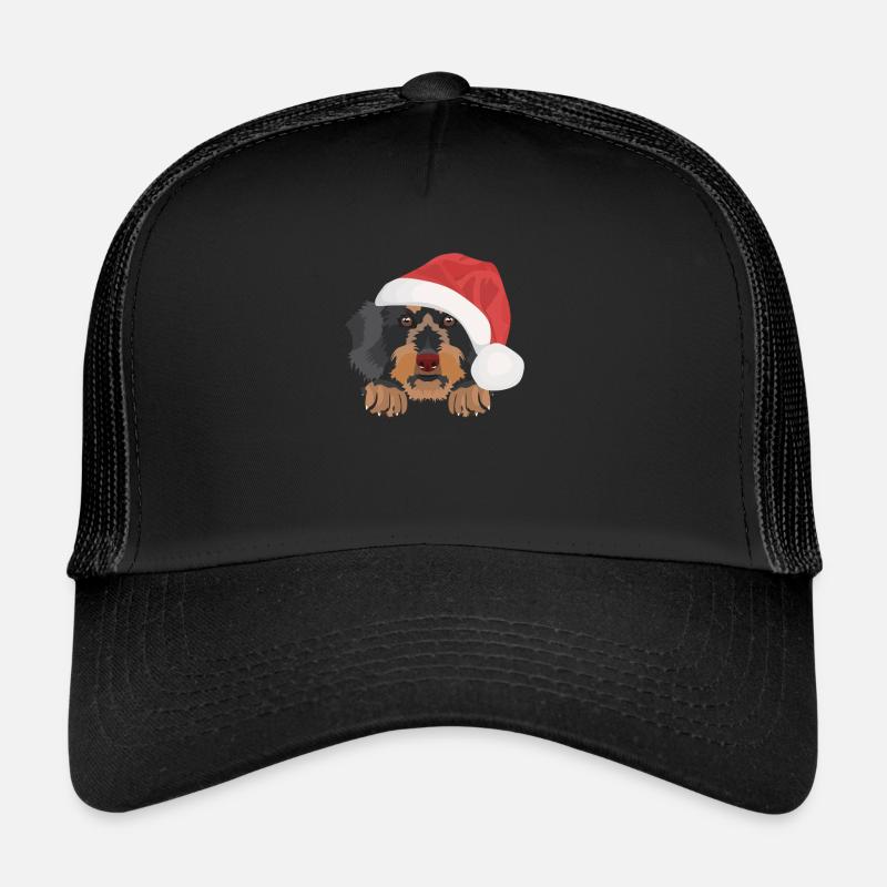 Teckel à poil dur Joyeux Noël Casquette trucker 