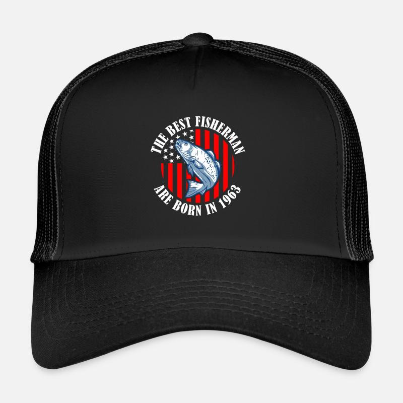 60e anniversaire pêche 60 ans pêcheur 1963 - Casquette trucker  - noir/noir