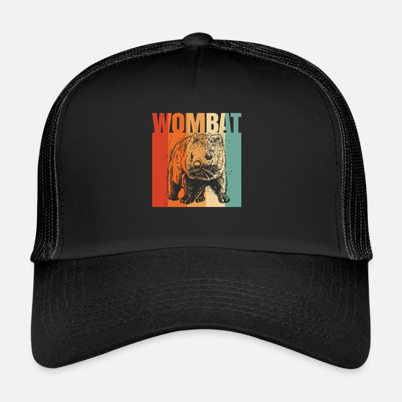 Wombats Wombat Australisches Tier Geschenk - Trucker Cap - Schwarz/Schwarz