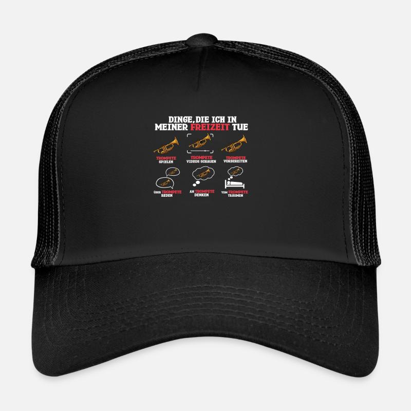 Dinge Die Ich In Meiner Freizeit Mache Trompete - Trucker Cap - Schwarz/Schwarz