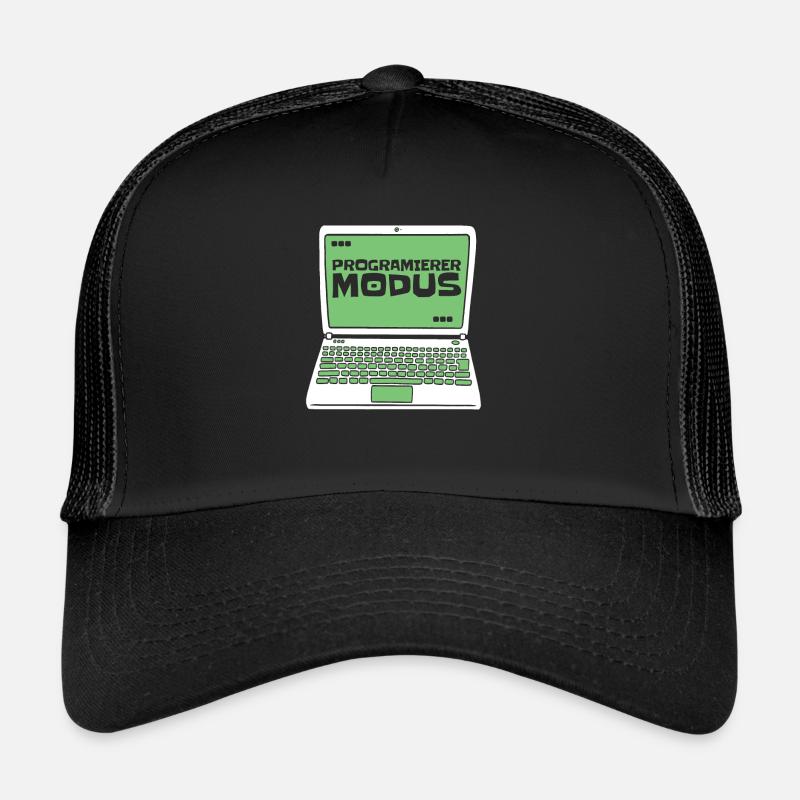 Entwickler Coder Programmierer Laptop - Trucker Cap - Schwarz/Schwarz