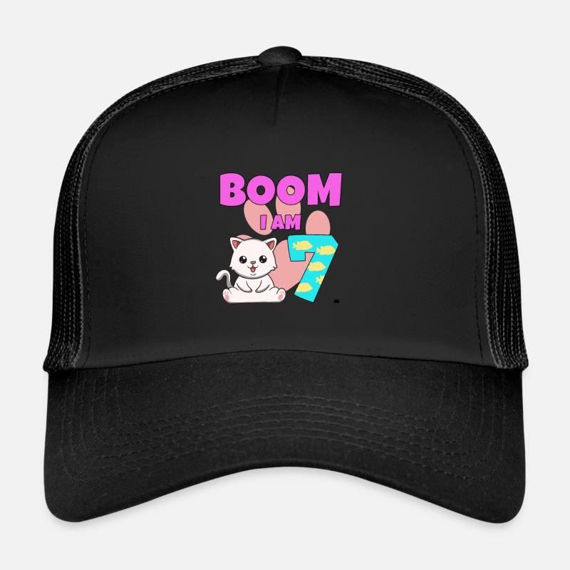7th birthday cat Trucker Cap