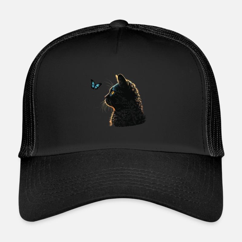 Cat And Blue Butterfly Trucker Cap