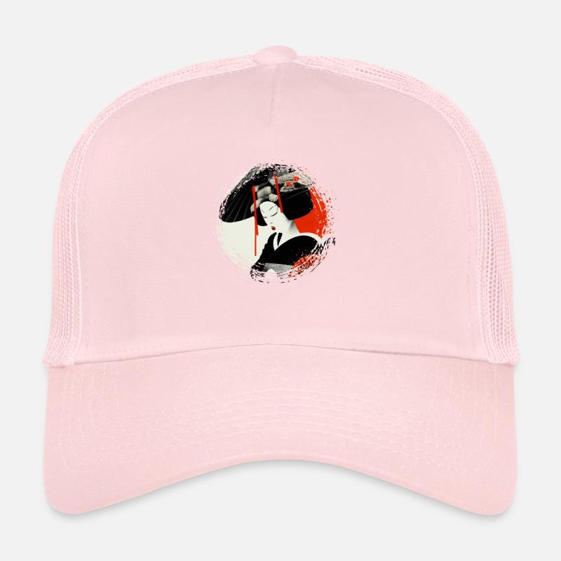 Geisha, traditionelle digitale Kunst, Japan Trucker Cap