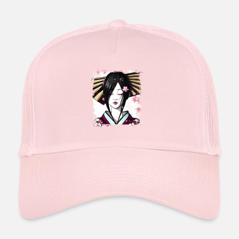 Geisha, traditionelle digitale Kunst, Japan Trucker Cap