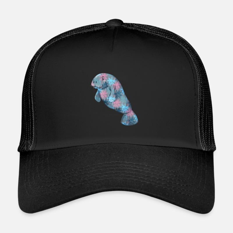 Lamantins Palmiers Colorés - Casquette trucker - noir/noir