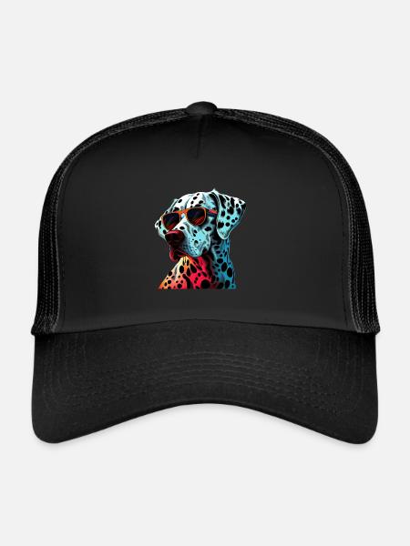 Cool Dalmatian Wearing Sunglasses - Trucker Cap - black/black - Front