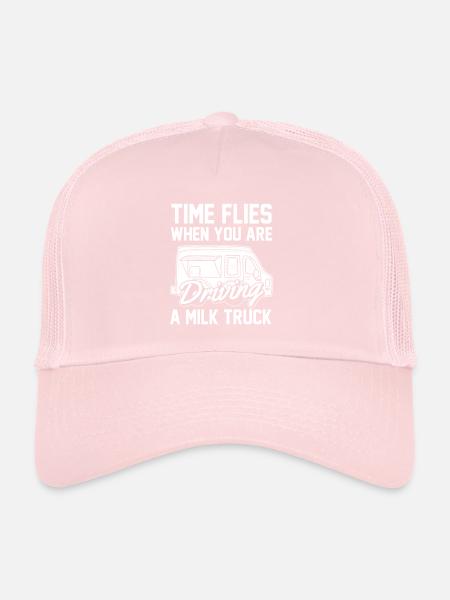 Lait de vache Humour Wagon de lait - Casquette trucker  - rose pâle - Devant