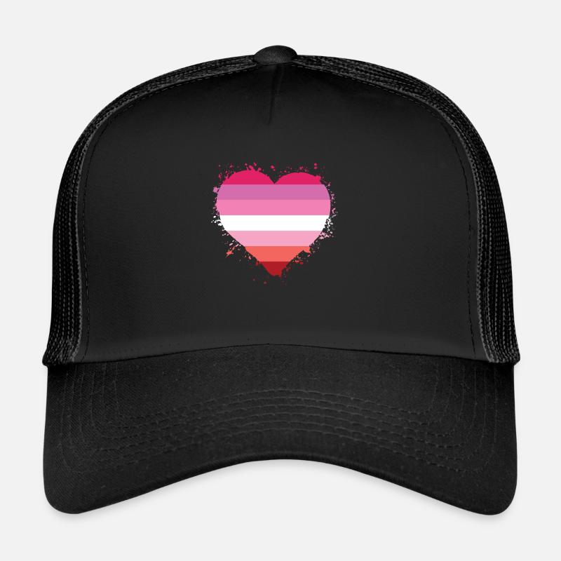 Fierté LGBTQ Cœur Lesbienne Casquette trucker 