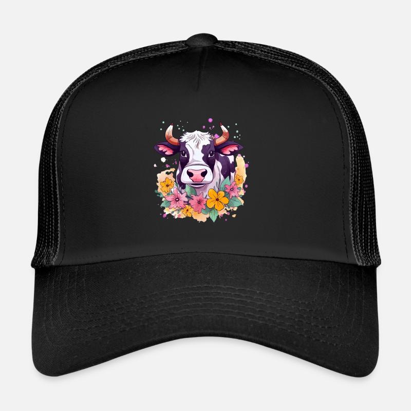 Vache et fleurs Casquette trucker 