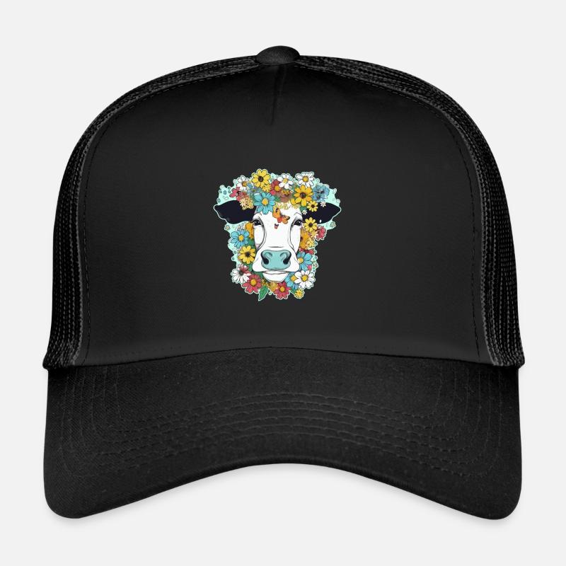 Vache et fleurs Casquette trucker 