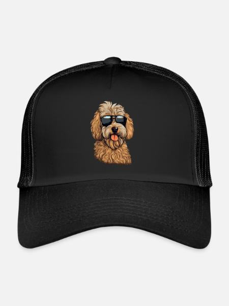 Cool Goldendoodle portant des lunettes de soleil - Casquette trucker  - noir/noir - Devant