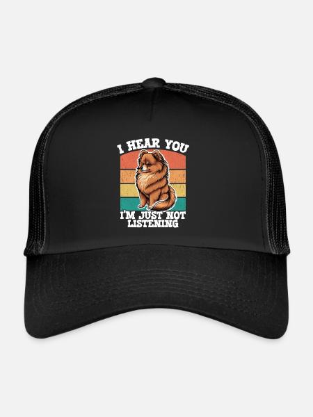 Chien de Poméranie Je t’entends Je n’écoute pas - Casquette trucker  - noir/noir - Devant