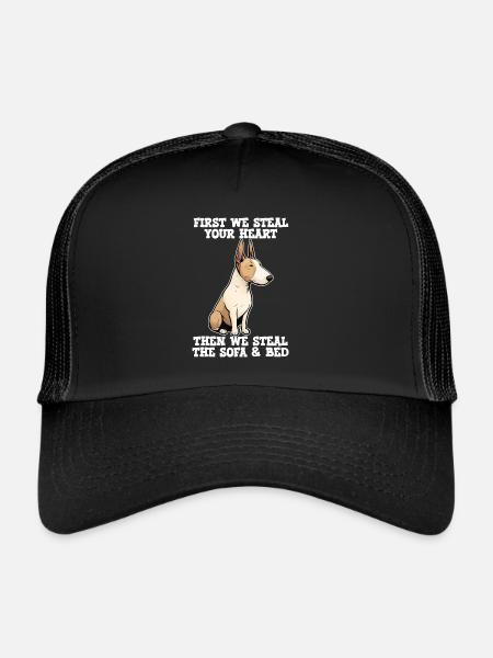 Bull Terrier d’abord nous volons votre cœur - Casquette trucker  - noir/noir - Devant