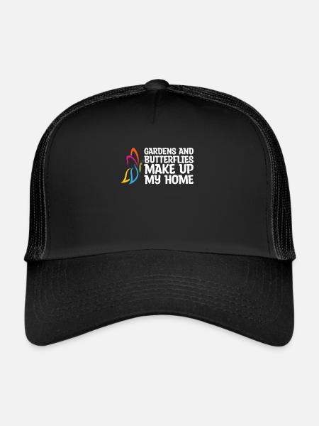 Jardinier amateur papillons de jardin dans le jardin - Casquette trucker  - noir/noir - Devant