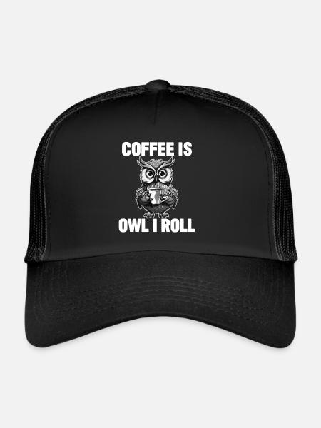 Le café est un hibou que je roule - Casquette trucker  - noir/noir - Devant