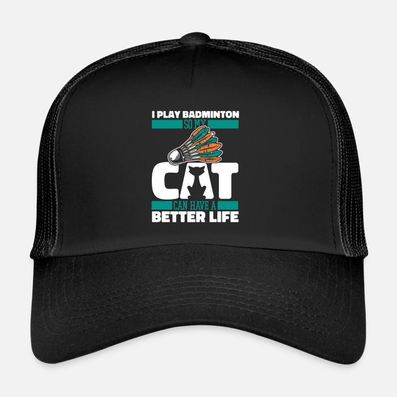 Badminton badminton chat - Casquette trucker  - noir/noir