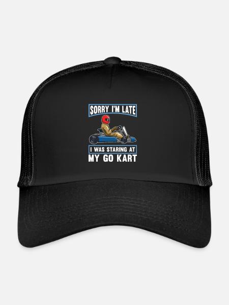 Aller karting karting pilote de kart drôle - Casquette trucker  - noir/noir - Devant