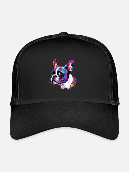 Boston Terrier Colorful - Trucker Cap - black/black - Front