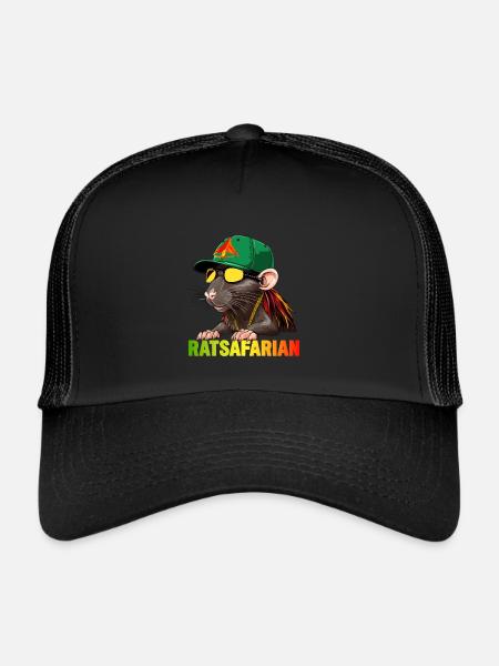 Cool Rasta Rat Coloré - Casquette trucker  - noir/noir - Devant
