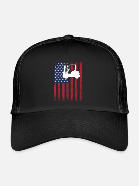 Forklift USA Flag - Trucker Cap - black/black