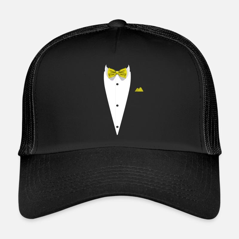 Tuxedo design with Bowtie For Weddings And Trucker Cap