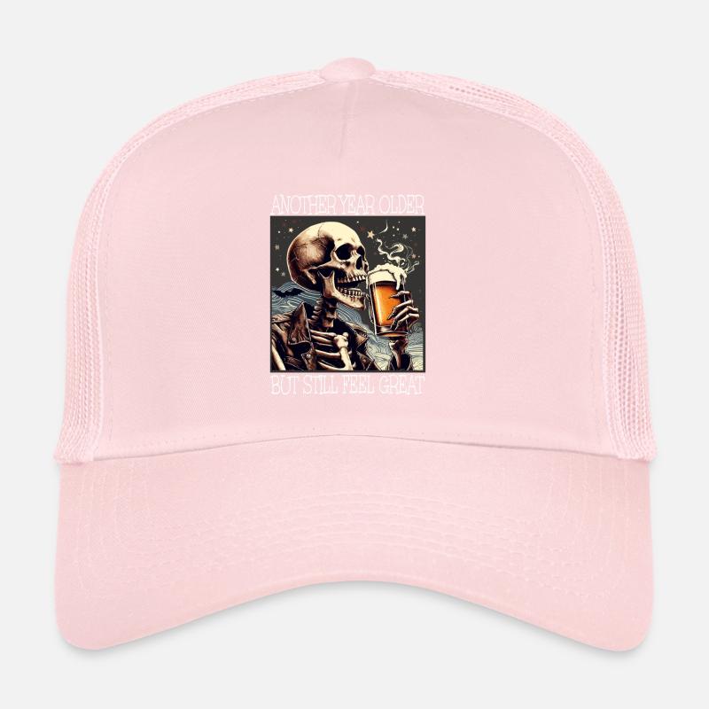Birthday Beer Drinking Skeleton Trucker Cap