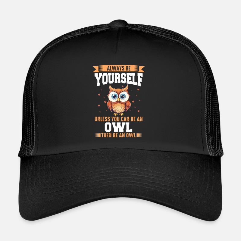 Eule Vogel Tier Eulen - Trucker Cap - Schwarz/Schwarz