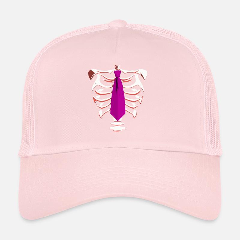 Skeleton with a Pink Tie Funny Halloween Design Trucker Cap
