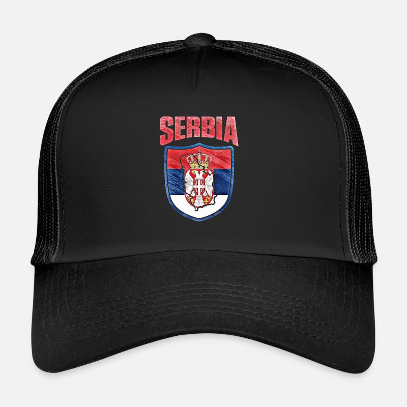 Serbien - Trucker Cap - Schwarz/Schwarz