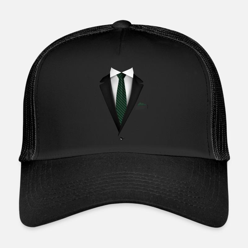 Smoking avec une cravate pour les mariages et spéciaux - Casquette trucker - noir/noir
