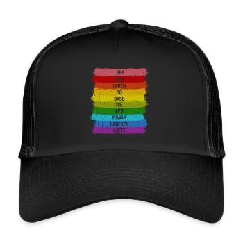 Lebe So dass die AFD was dagegen hätte Pride LGBT - Trucker Cap - Schwarz/Schwarz - Vorne