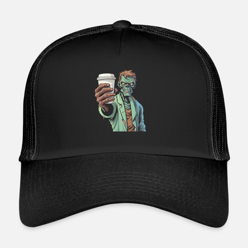 Coffee Cafe Halloween Zombie Hand Trucker Cap