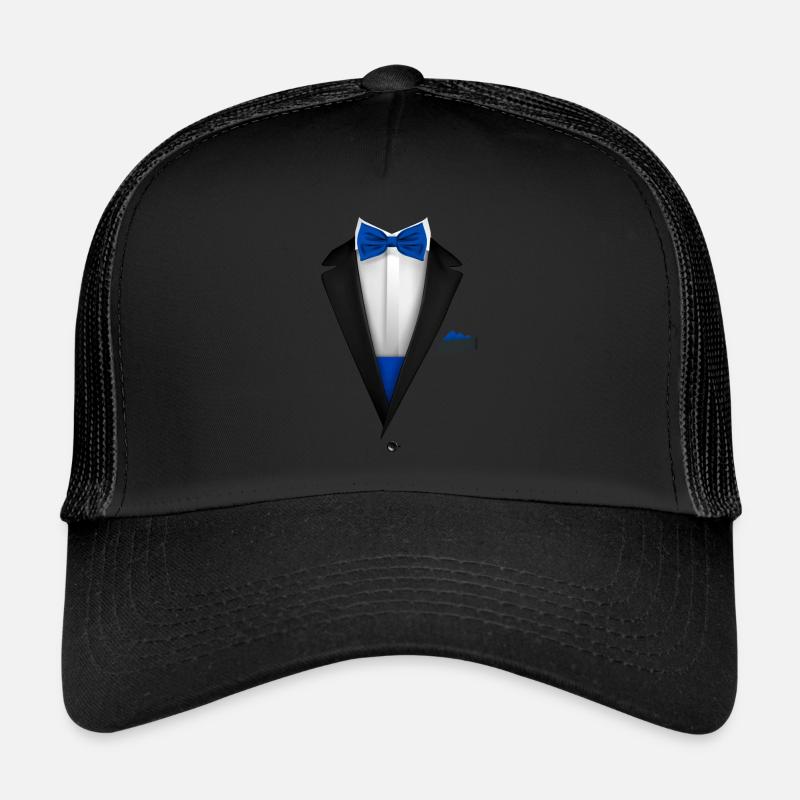 Conception de smoking avec noeud papillon royal bleu pour les mariages Casquette trucker 