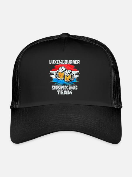 Équipe de beuverie luxembourgeoise - Casquette trucker  - noir/noir - Devant