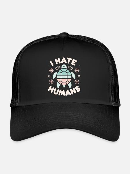 Turtle Sea Turtle Turtle Animal - Trucker Cap - black/black - Front
