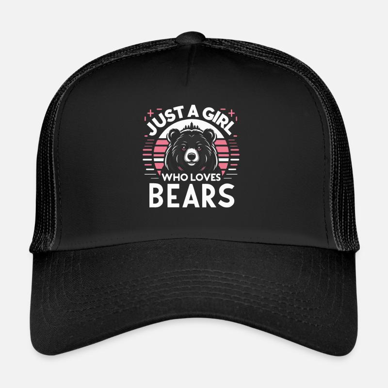Bär Grizzlybär Braunbär Bären - Trucker Cap - Schwarz/Schwarz