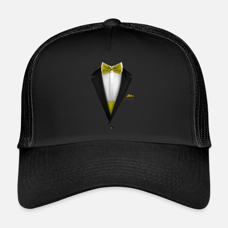 Tuxedo design with Bowtie For Weddings And Trucker Cap